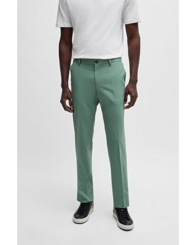BOSS Slim-fit Trousers In A Performance-stretch Wool Blend - Green