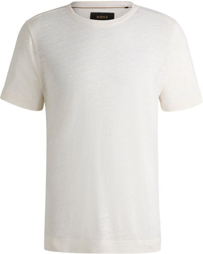 BOSS Regular-Fit T-Shirt aus Leinen und Seide - Weiß