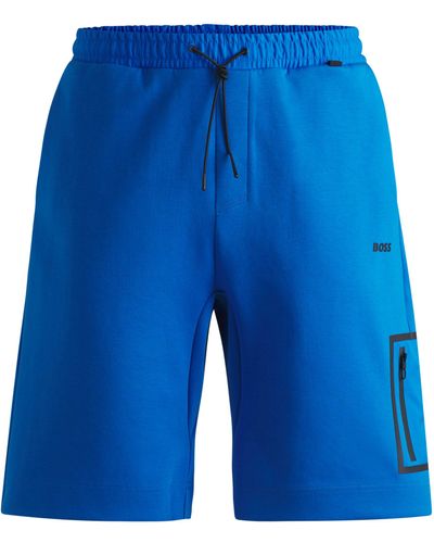 BOSS Shorts aus Baumwoll-Mix mit dekorativem reflektierendem Logo - Blau