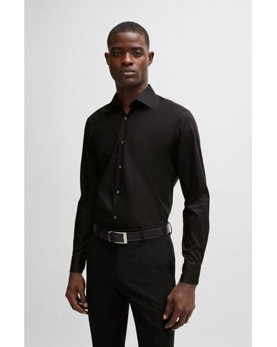 BOSS Slim-fit Shirt In Easy-iron Cotton Poplin - Black