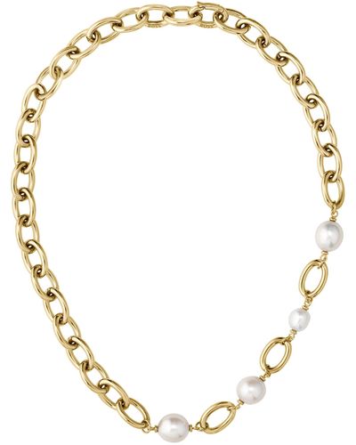 BOSS Goldfarbene Halskette mit Süßwasserperlen - Mettallic