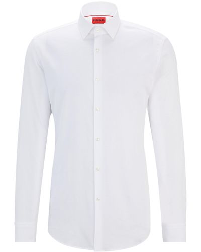 HUGO Businesshemd Slim-Fit Hemd aus Baumwolle - Weiß