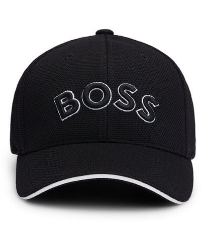 BOSS Cap aus gewebtem Piqué mit Logo-Stickerei - Schwarz