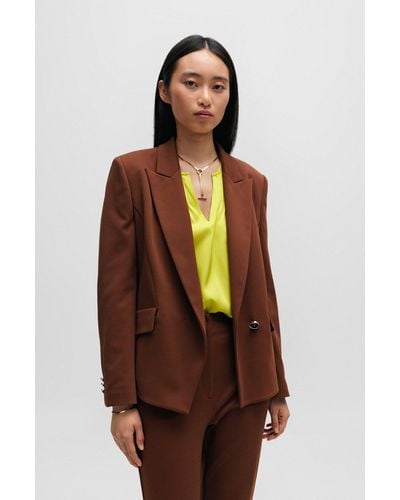 BOSS Regular-fit Jacket In Stretch Twill - Brown