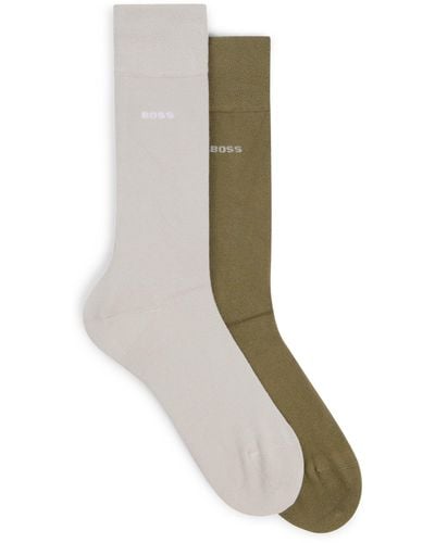 BOSS Mittelhohe Socken aus Stretch-Gewebe im Zweier-Pack - Grau