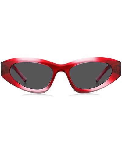 HUGO Rote Sonnenbrille mit Stack-Logo an den Bügeln