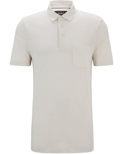 BOSS Regular-Fit Poloshirt aus Seiden-Mix mit Baumwolle - Weiß
