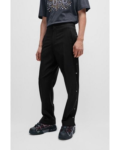 HUGO Slim-fit Trousers With Studded Side Seams - Black