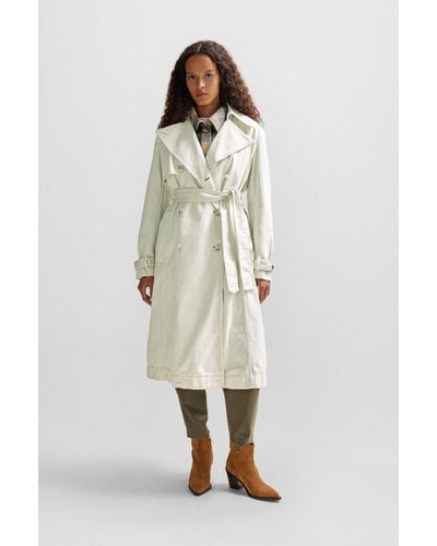 BOSS Oversized-fit Trench Coat In Water-repellent Cotton - White