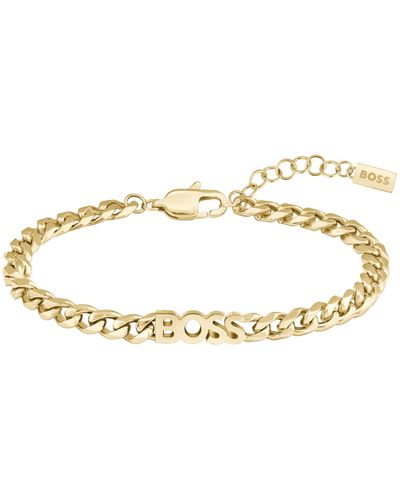 BOSS Bracelet chaîne doré avec logo - Métallisé