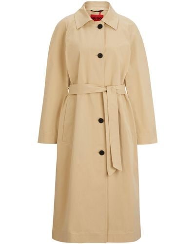 HUGO Relaxed-Fit Trenchcoat aus Stretch-Baumwolle - Natur