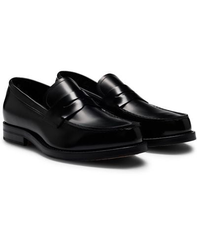 BOSS Dressletic Leather Loafers - Black