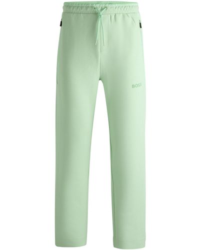 BOSS Open-hem Tracksuit Bottoms With 3d-moulded Logo - Green