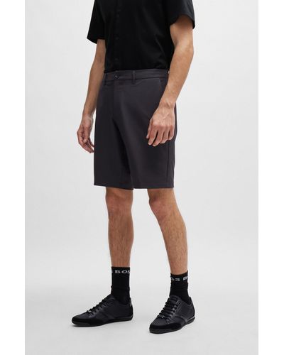 BOSS Slim-fit Shorts In Easy-iron Four-way Stretch Fabric - Black
