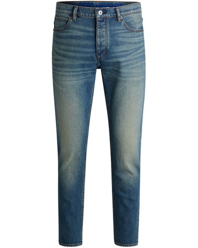 HUGO Tapered-fit Jeans Van Denim In Een Blauwe Tint