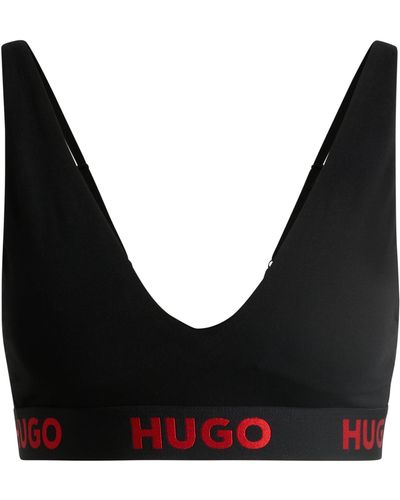 HUGO Triangelbeha Van Stretchkatoen Met Herhaalde Logo's - Zwart