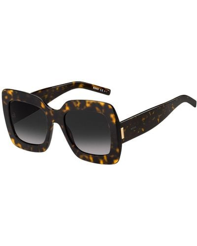 BOSS Havana-acetate Sunglasses With Signature Hardware - Black