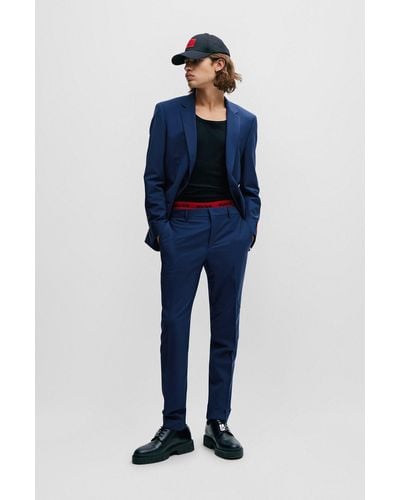 HUGO Slim-fit Suit In A Performance-stretch Wool Blend - Blue