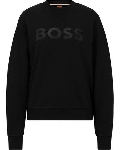 BOSS Sweatshirt Met Logodetail Van Katoenen Sweatstof - Zwart