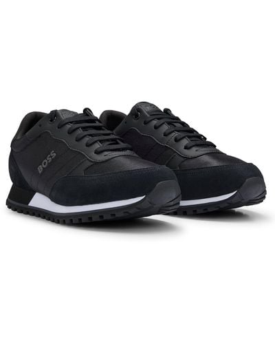 BOSS by HUGO BOSS Parkour L Running Style Trainers In Mixed Materials With Logo Details - Black