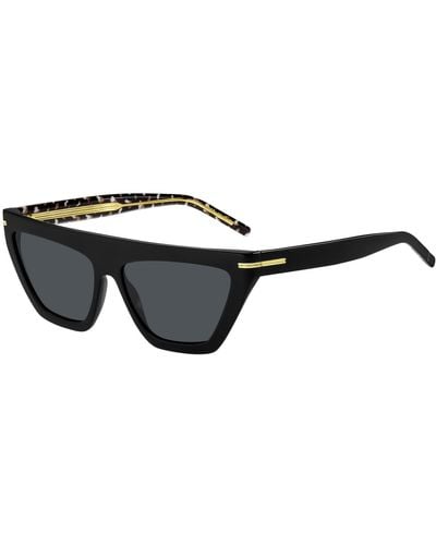 BOSS Black-acetate Sunglasses With Gold-tone Details