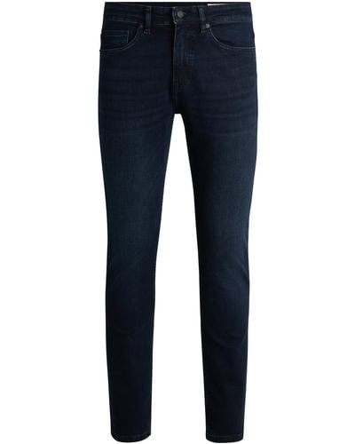 BOSS Slim-fit Jeans In Blue-black Soft-motion Denim