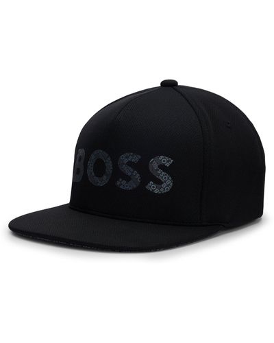 BOSS by HUGO BOSS Honeycomb-weave Jersey Cap With Logo-filled Branding - Black