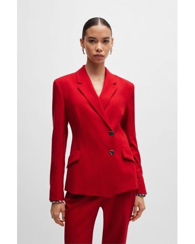 BOSS Regular-fit Jacket In Virgin-wool Twill - Red