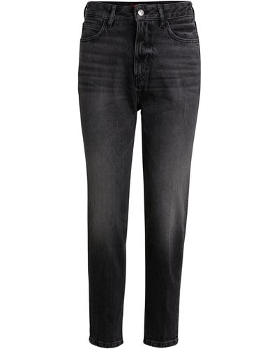 HUGO Dunkelgraue Mom-Fit Jeans aus komfortablem Stretch-Denim - Schwarz