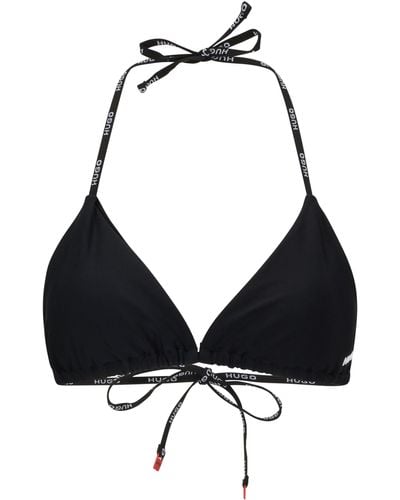 HUGO Triangel-Bikinitop mit Logo-Detail und Logo-Bändern - Schwarz