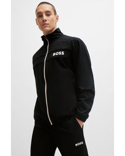 BOSS X Matteo Berrettini Water-repellent Tracksuit With Contrast Logos - Black