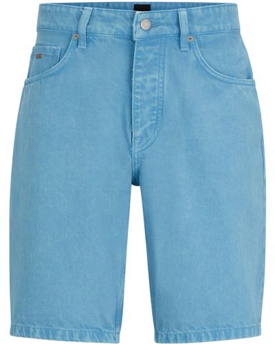 BOSS Relaxed-fit Shorts Van Stevig Denim - Blauw