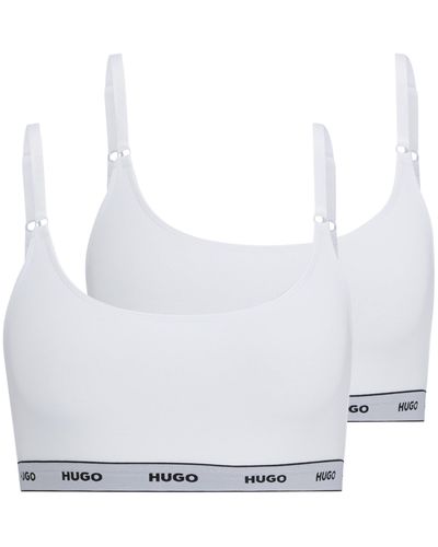 HUGO Twee Bralettes Van Stretchkatoen Met Logo's Op De Onderband - Wit