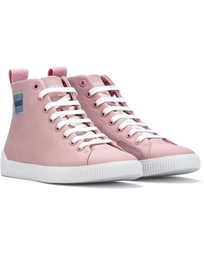 HUGO Hightop Sneakers aus REPREVE®-Gewebe mit Logo - Pink