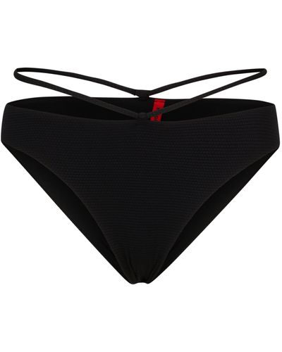 HUGO Structured-jersey Bikini Bottoms With Strap Details - Black