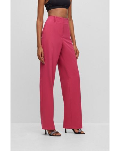 HUGO Regular-fit Trousers With A Wide Leg - Red