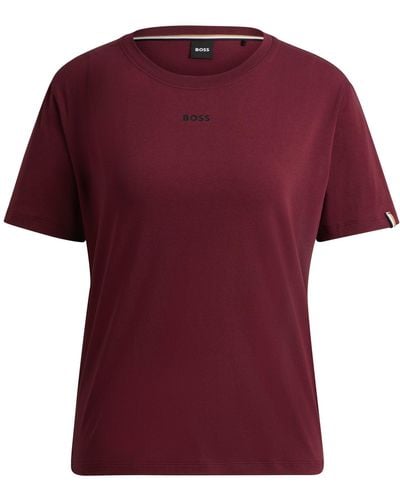 BOSS Logo-print Pyjama T-shirt In Stretch-cotton Jersey - Red