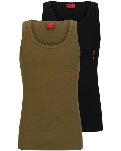 HUGO Paquete de dos camisetas interiores sin mangas de algodón elástico - Verde