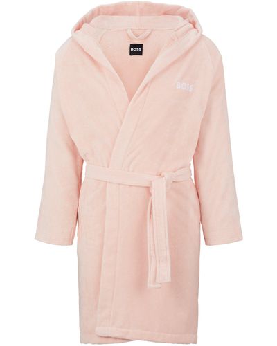 BOSS Morgenmantel aus langfaseriger Baumwolle mit Logo-Revers - Pink