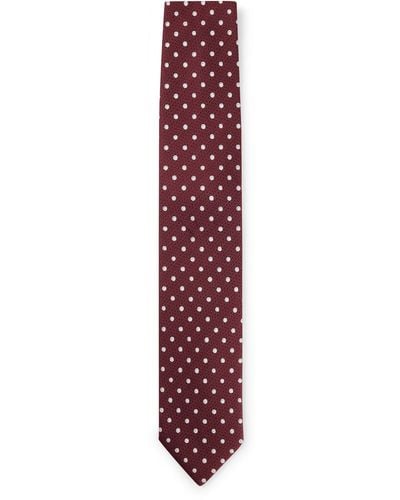 BOSS Silk-jacquard Tie With Micro Pattern - Purple