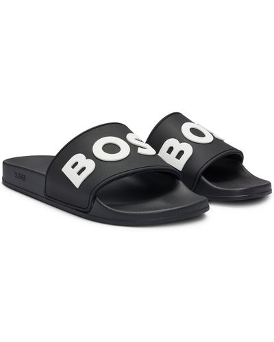 BOSS Mules confectionnées en Italie avec logo en relief - Noir