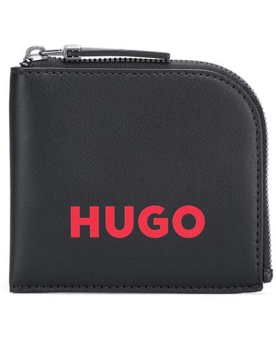 HUGO Kartenetui mit Reißverschluss und rotem Logo - Schwarz