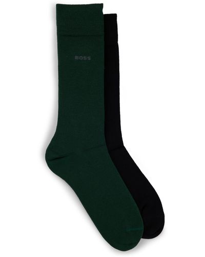 BOSS Two-pack Of Cotton-blend Regular-length Socks - Black