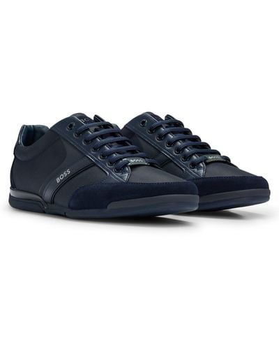 BOSS Saturn Mx Faux Leather Sneakers - Blue