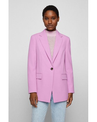 BOSS Regular-fit Jacket In Stretch Twill - Pink