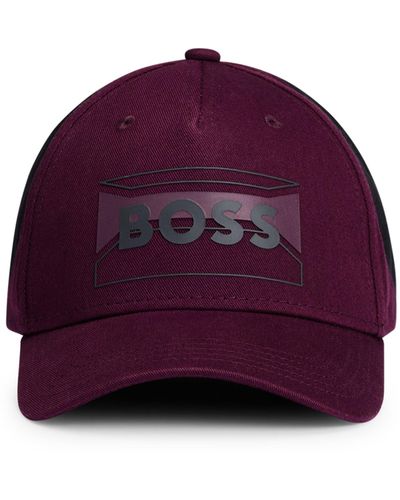 BOSS Casquette en twill de coton avec logo de la saison contrastant - Violet