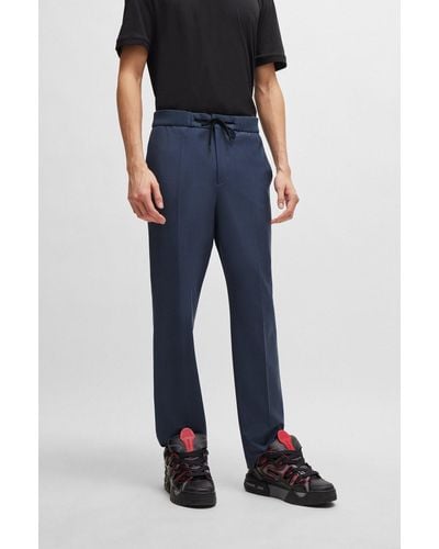 HUGO Extra-slim-fit Trousers In Mohair-look Material - Blue