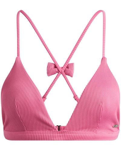 HUGO Triangel-Bikinitop aus geripptem Gewebe mit Schleifen-Detail - Pink