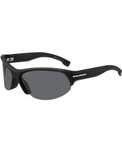 BOSS Mask-style Sunglasses In Black With Silver-tone Hardware