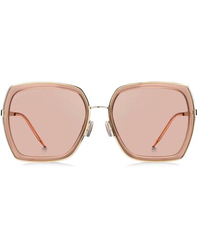 BOSS Eckige Sonnenbrille aus verschiedenen Materialien mit charakteristischen Metalldetails - Mehrfarbig